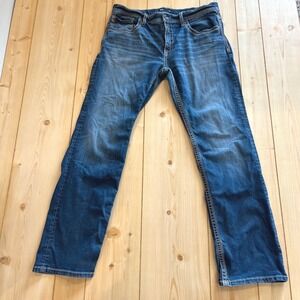 BKE Men Jake Straight Blue Denim Jeans 38x34 Embroidered Pockets Rugged Casual